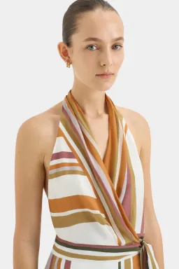 Sir the Label Caprera Wrap Halter Mini Dress Milazzo Stripe Size 8 for rent on The Volte - image 2