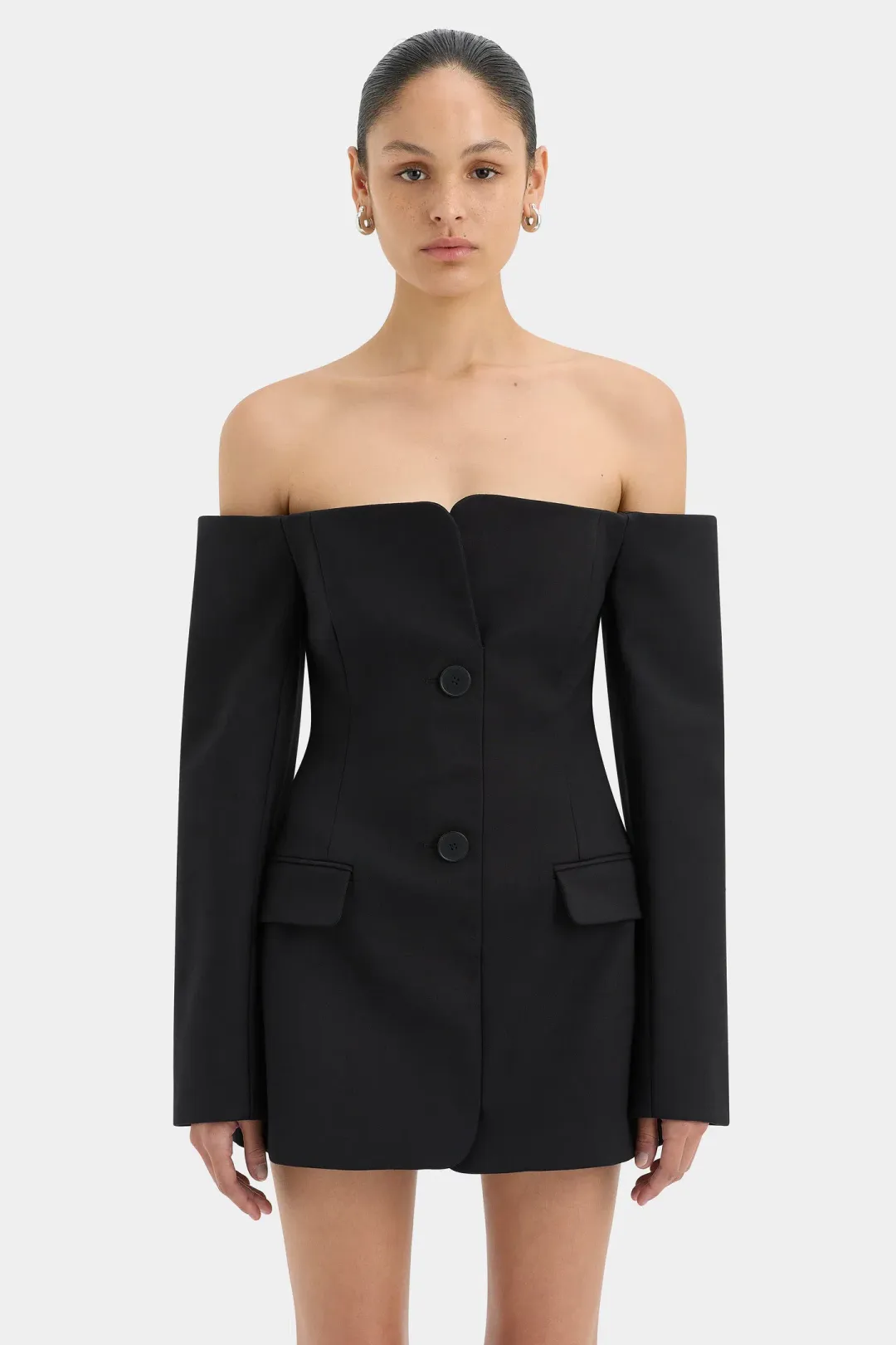 Sir the Label Sandrine Tailored Mini Dress in Black Size AU 8 for rent on The Volte - main image