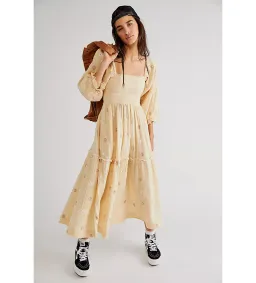 Free People  Dahlia Embroidered Maxi Dress Pearl Island Size 14 for rent on The Volte - image 1