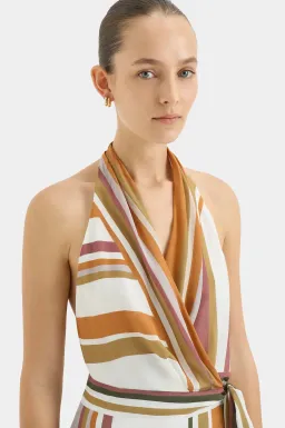Sir the Label Caprera Wrap Halter Mini Dress Milazzo Stripe Print Size 1 / AU 6-8 for rent on The Volte - image 7