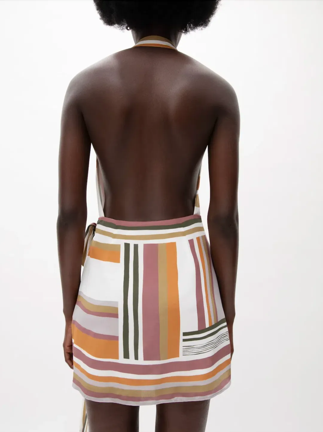 Sir the Label Caprera Wrap Halter Mini Dress Milazzo Stripe Print Size 1 / AU 6-8 for rent on The Volte - main image