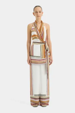 Sir the Label Caprera Wrap Halter Mini Dress Milazzo Stripe Print Size 1 / AU 6-8 for rent on The Volte - image 5