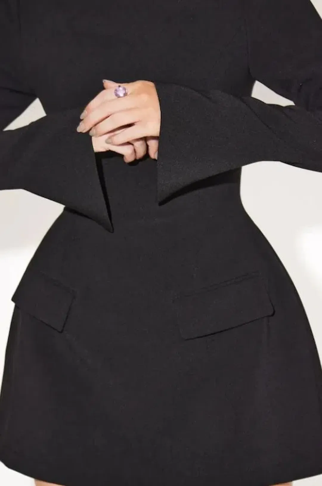 Odd Muse Ultimate Split Sleeve Mini Dress Black Size S (AU 8) for rent on The Volte - main image