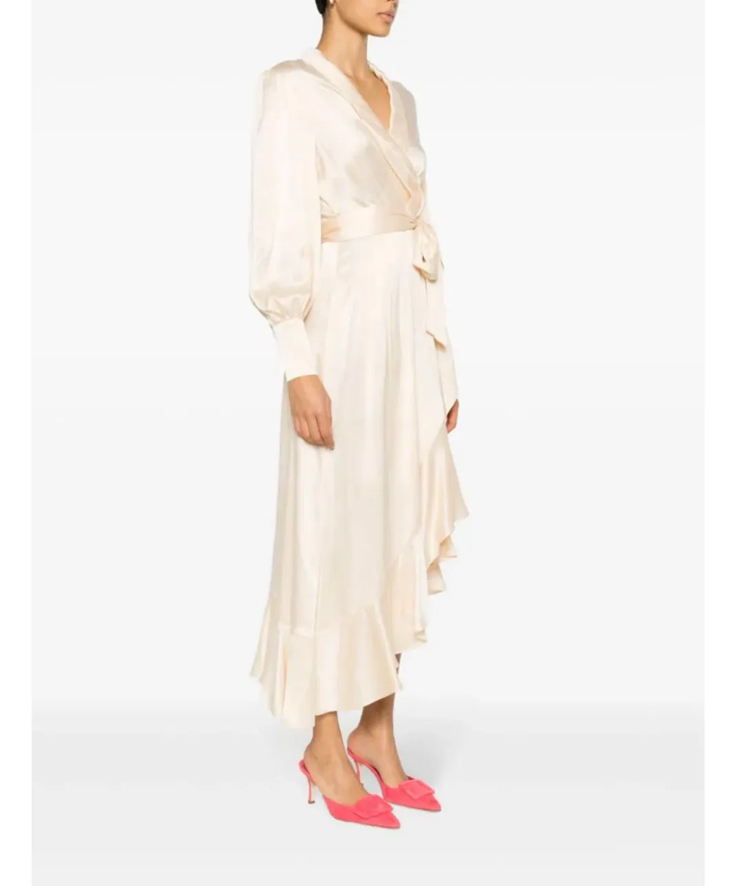 Zimmermann Silk Wrap Midi Dress Beige Size 1 / AU 10 for rent on The Volte - main image