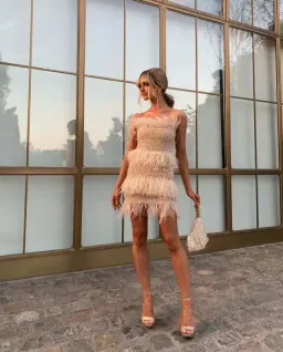 Rachel Gilbert Frenchy Mini Dress in Nude Size 6 for rent on The Volte - image 1