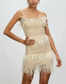 Rachel Gilbert Frenchy Mini Dress in Nude Size 6 for rent on The Volte - image 2