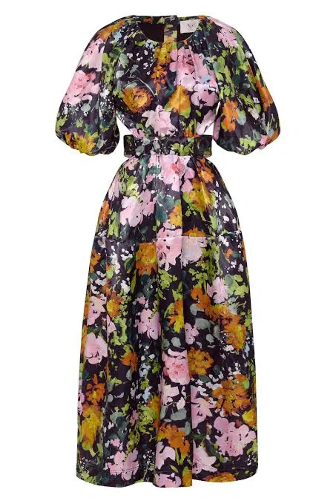 Aje Mimosa Cutout Midi Dress Midnight Floral Size 8 for rent on The Volte - main image