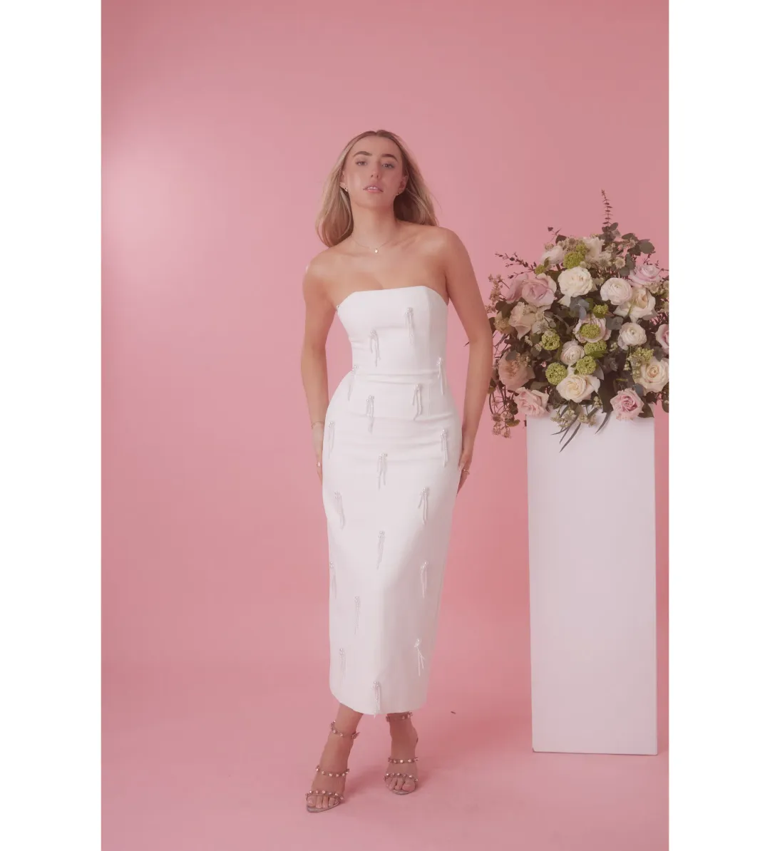 Odd Muse The Ultimate Muse Embellished Midi Dress White Size AU 10  for rent on The Volte - main image