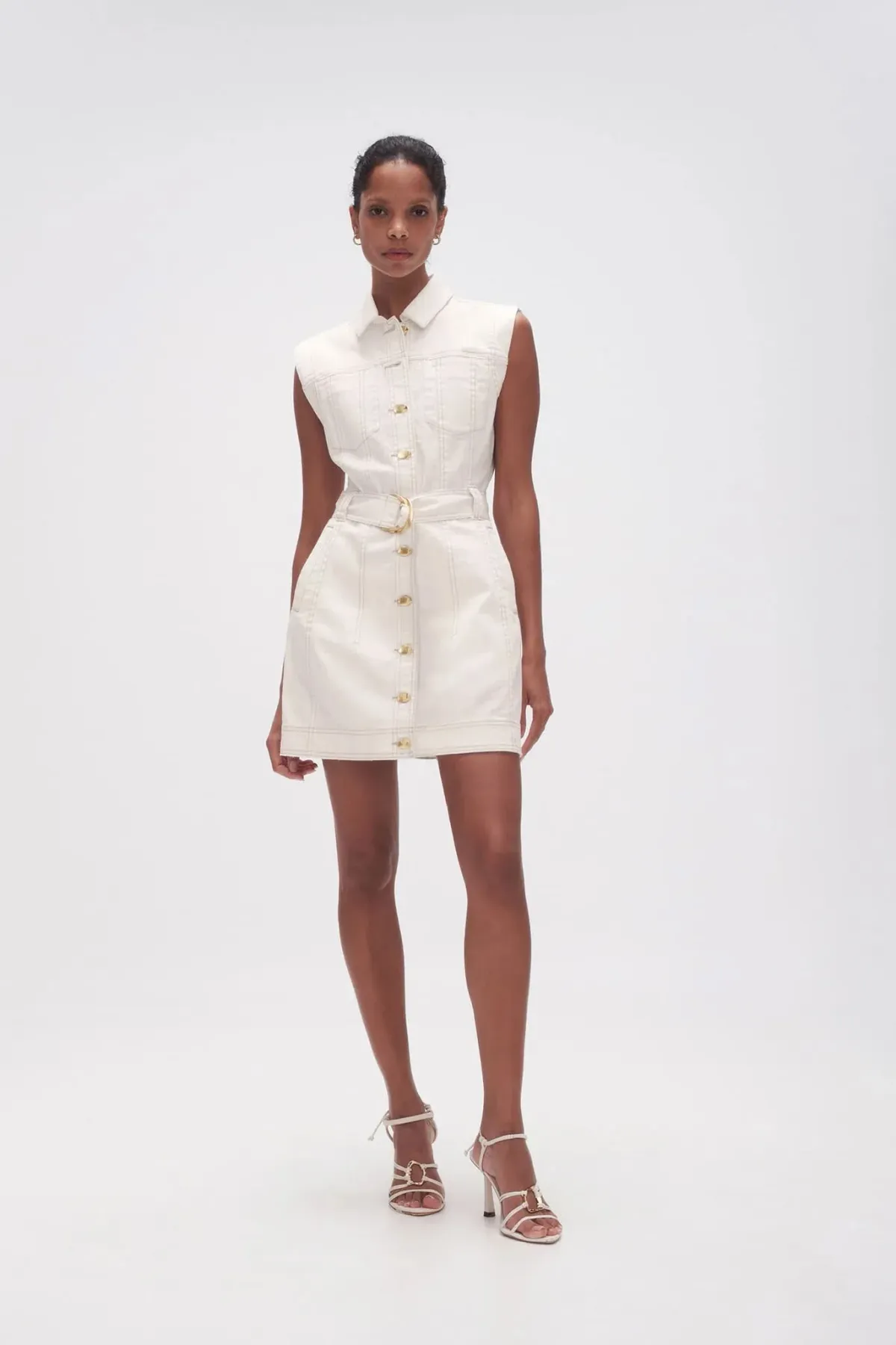 Aje Darcie Denim Mini Dress White Size XS / AU 6 for rent on The Volte - main image
