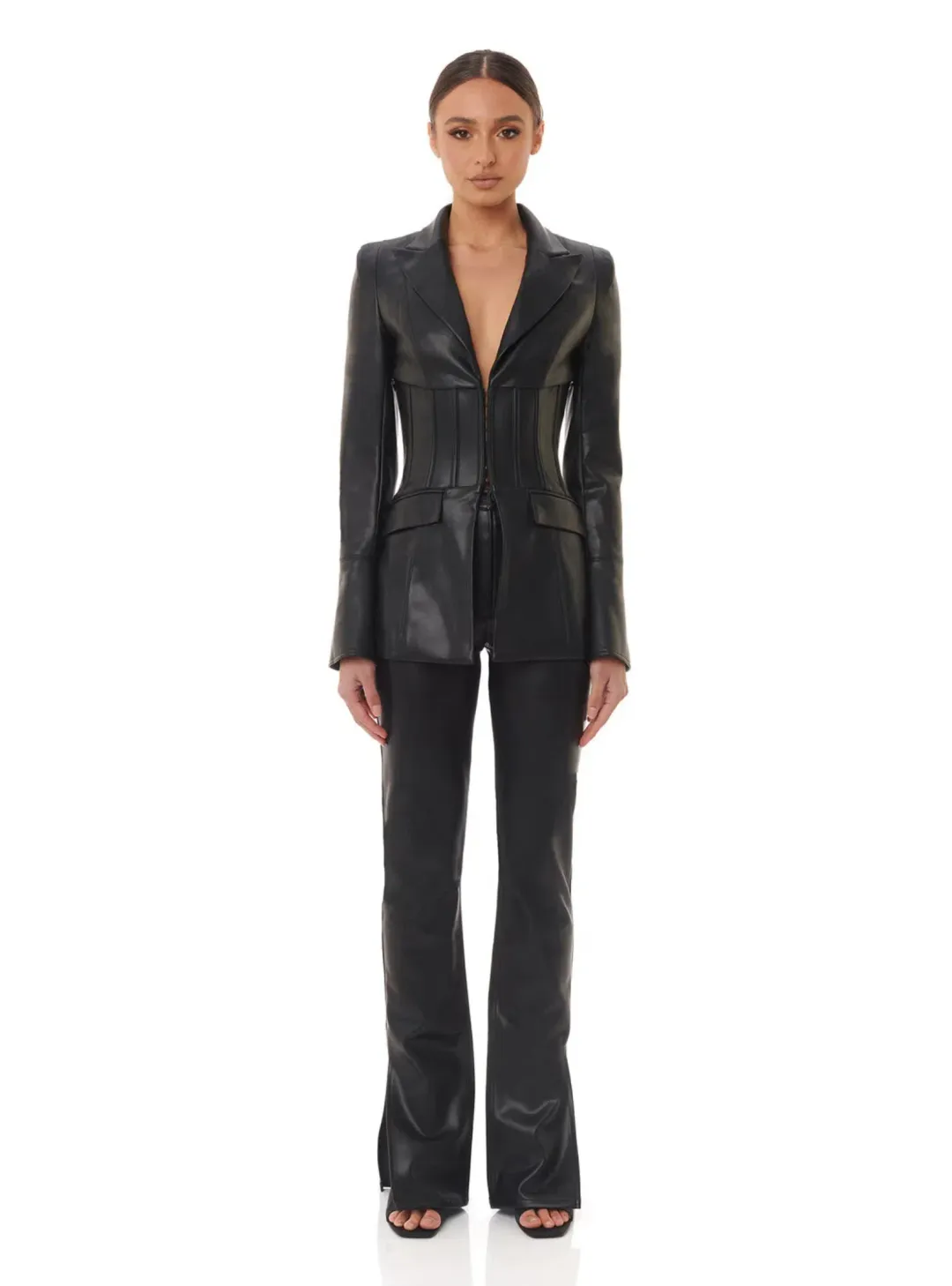 Eliya The Label Kirstin Vegan Leather Blazer Black Size XS / AU 6 for rent on The Volte - main image