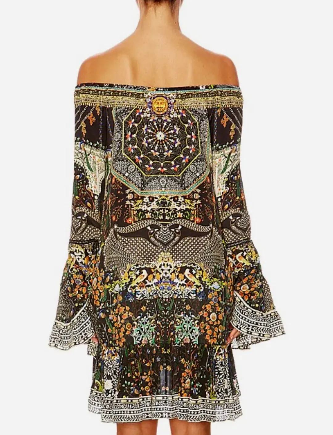 Camilla Scoop-Neck A-Line Printed Frill Mini Dress Multi Size 14/XL for rent on The Volte - main image