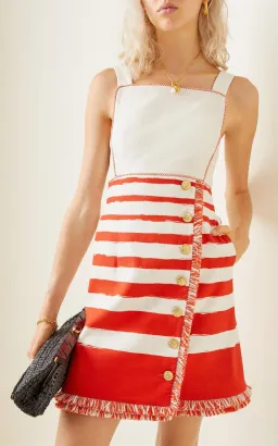 Zimmermann Postcard Boatneck Mini Dress Red Stripe Size 0 / AU 8 for rent on The Volte - image 2