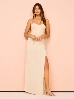 Manning Cartell Double Time Pleat Maxi Dress In Nougat Size 6 for rent on The Volte - image 1