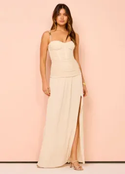 Manning Cartell Double Time Pleat Maxi Dress In Nougat Size 6 for rent on The Volte - image 2