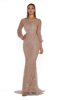 Portia And Scarlett 17655T Long Sleeve Dress Nude Size 8 for rent on The Volte - image 1
