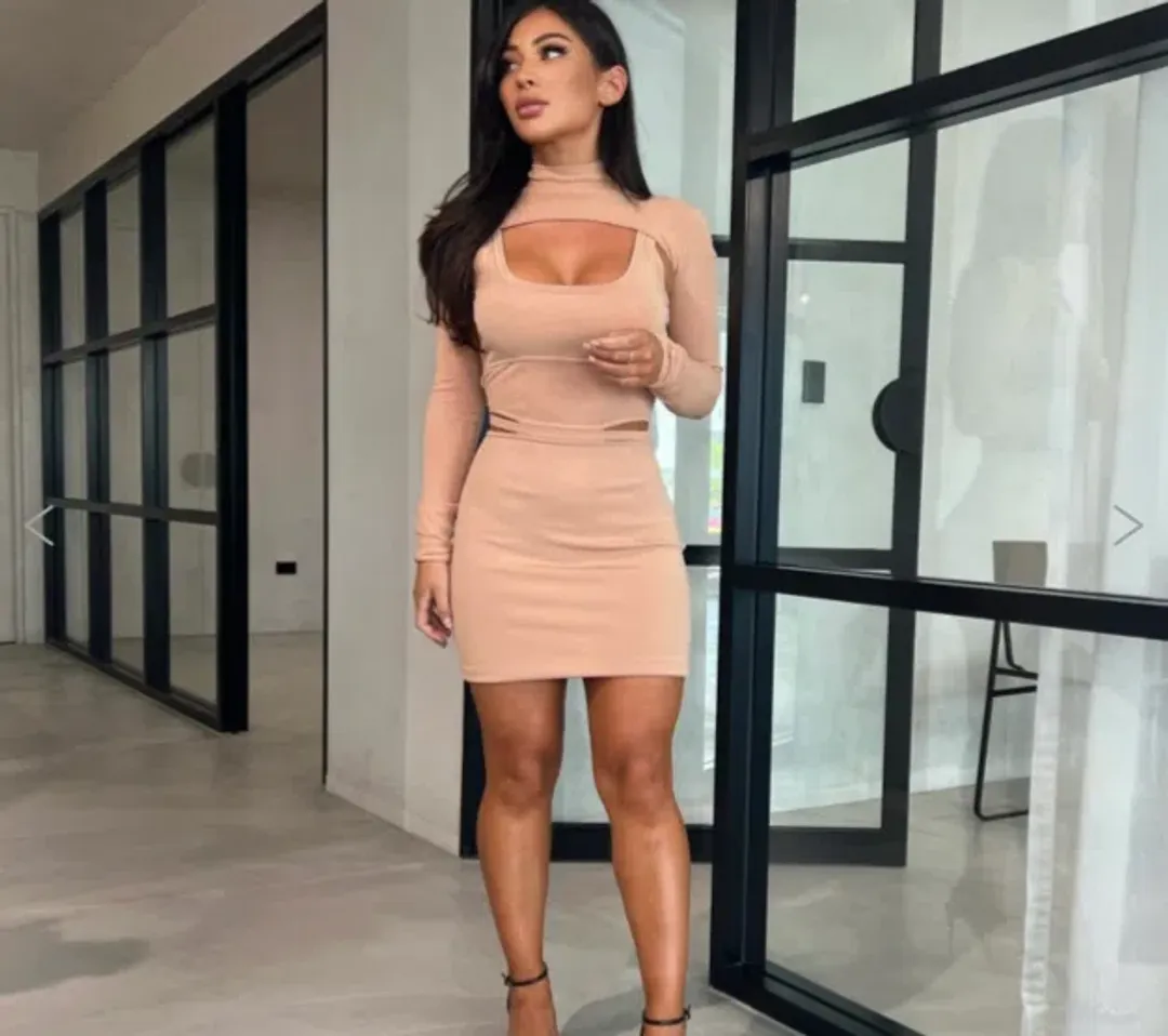 Dion Lee Hosiery Bra Mini Dress Desert Nude Size 8 for rent on The Volte - main image