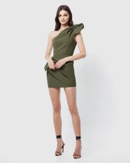 Mossman Cosmic Mini Dress Khaki Size 6 for rent on The Volte - image 1