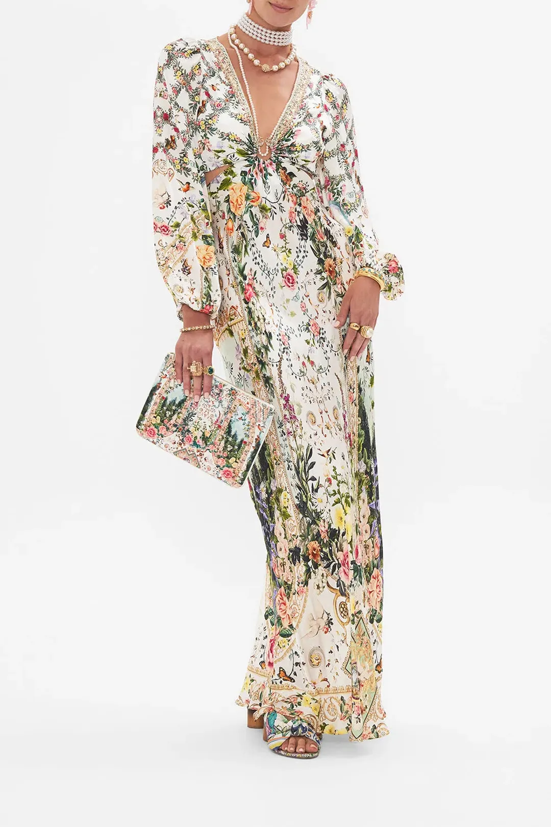 Camilla Renaissance Romance U-Ring Cut Out Dress Size 8 and Small Canvas Clutch for rent on The Volte - main image