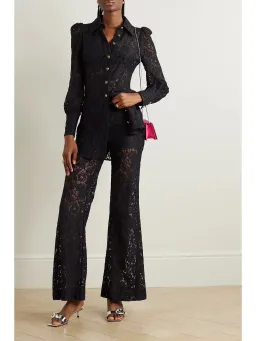 Zimmerman Matchmaker Lace Flared Pants Black Size 0 / AU 8 for rent on The Volte - image 1