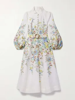 Zimmermann Matchmaker Belted Floral-print Linen Midi Dress Floral Size 3/Au 14 for rent on The Volte - image 3