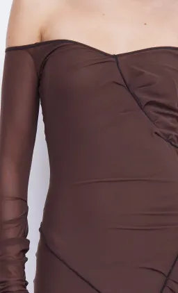 Bec & Bridge Isadora Long Sleeve Dress Chocolate/Black Size 8  for rent on The Volte - image 2