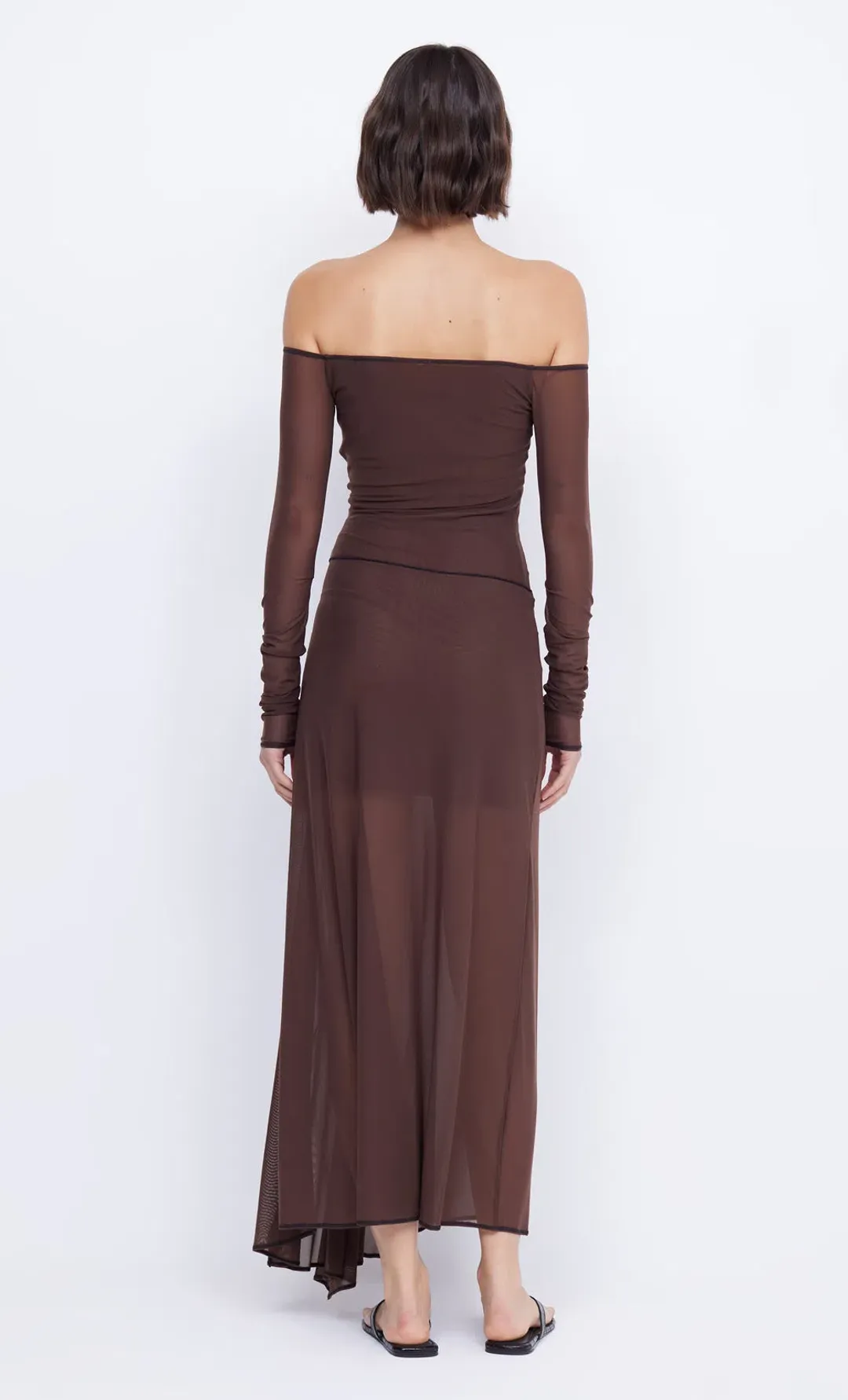Bec & Bridge Isadora Long Sleeve Dress Chocolate/Black Size 8  for rent on The Volte - main image