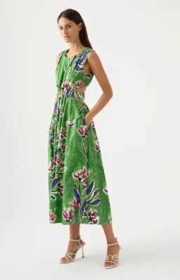 Aje Zorina Tie Midi Dress Native Gumnut Floral Size 6 for rent on The Volte - image 4