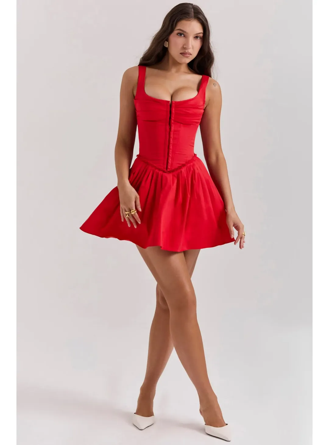 House of CB Scarlet Pleated Mini Dress Scarlet Size AU 8 for rent on The Volte - main image