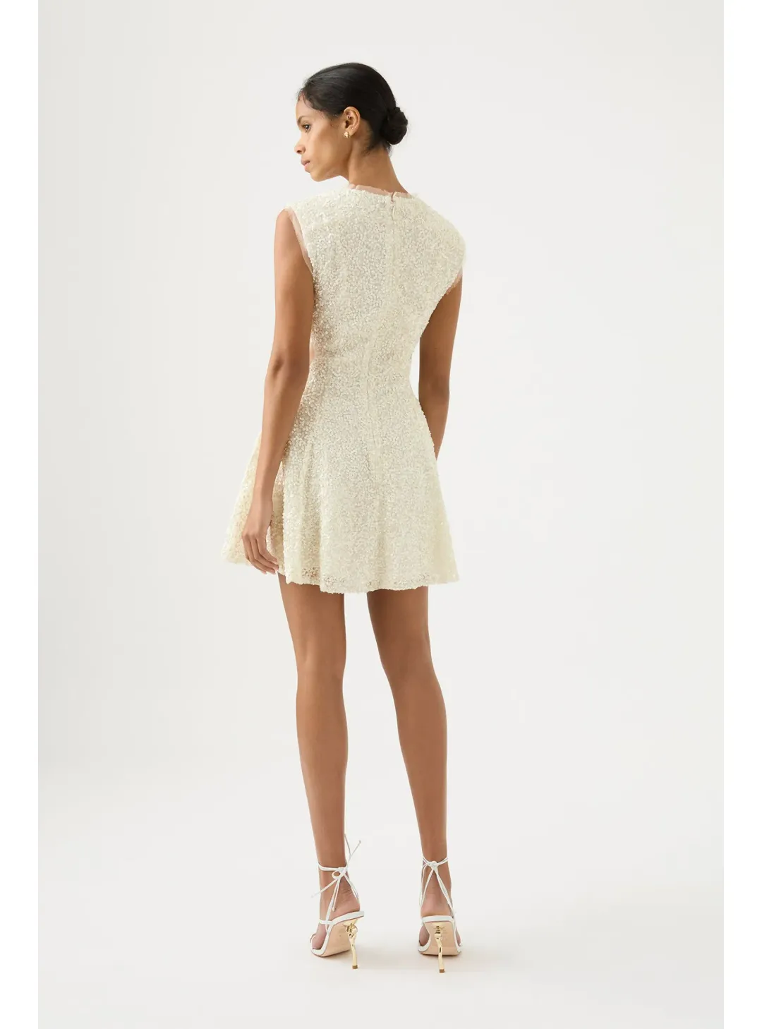 Aje Mirage Beaded Mini Dress Ivory Size AU 10 for rent on The Volte - main image
