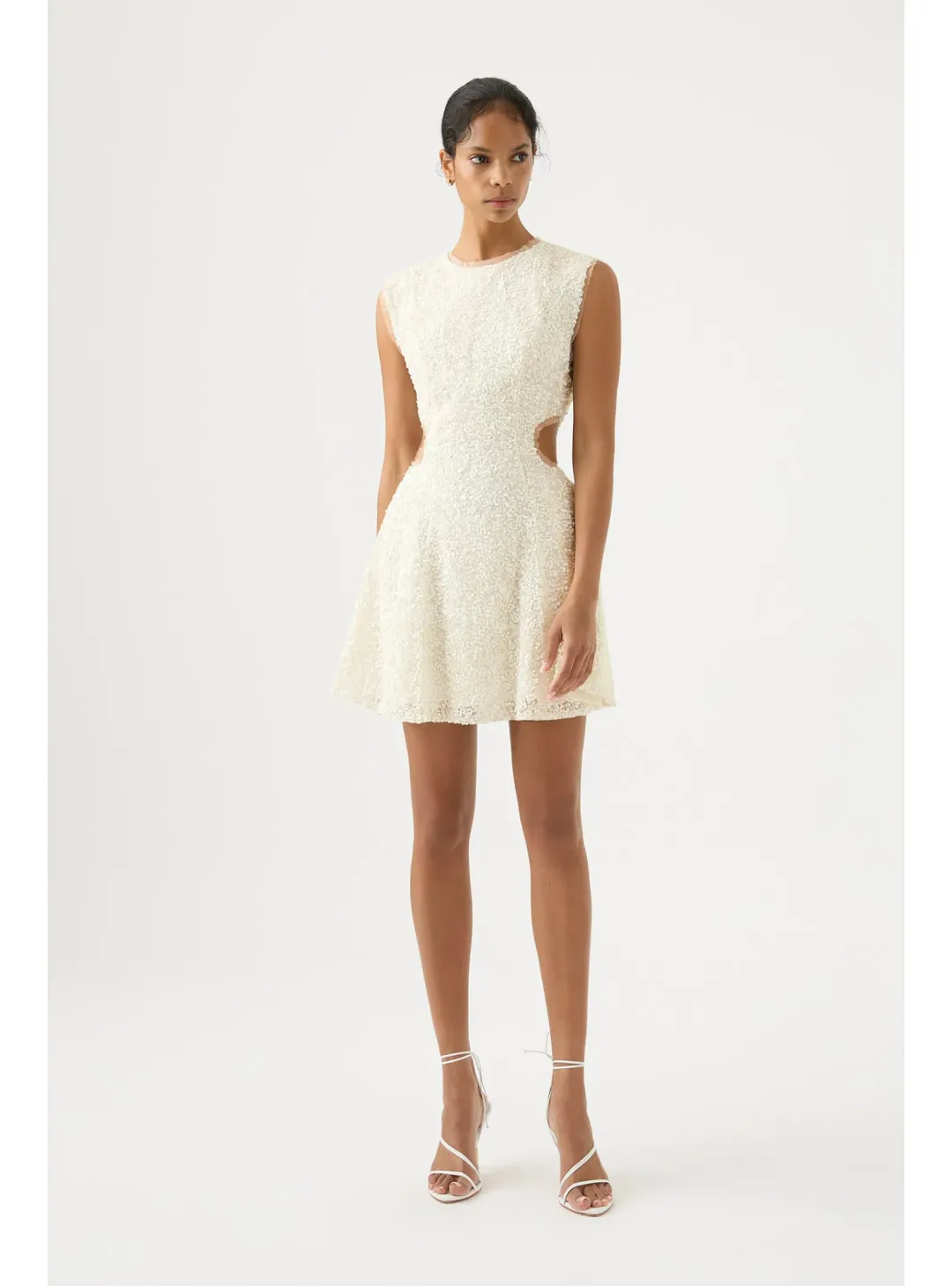 Aje Mirage Beaded Mini Dress Ivory Size AU 10 for rent on The Volte - main image