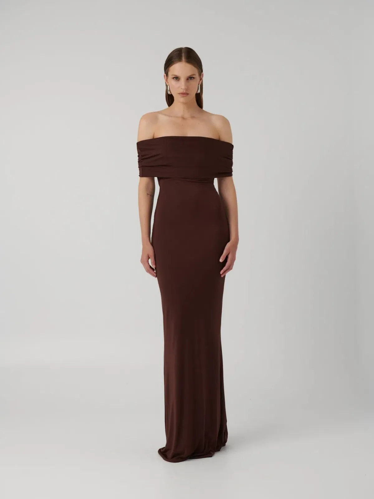 Effie Kats Viela Gown in Cocoa Size XS / AU 6 for rent on The Volte - main image