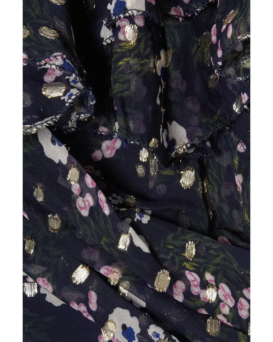 Isabel Marant Manda Metallic Fil Coupé Silk Blend Mini Dress Floral Print Size 8 for rent on The Volte - main image