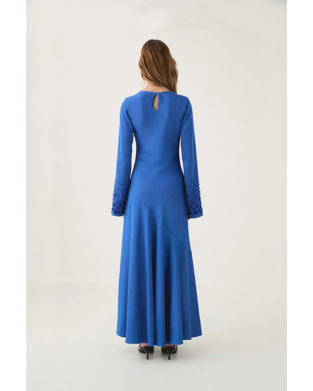 Aje Weylyn Sequin Cuff Maxi Dress Cobalt Blue Size AU 12 for rent on The Volte - main image