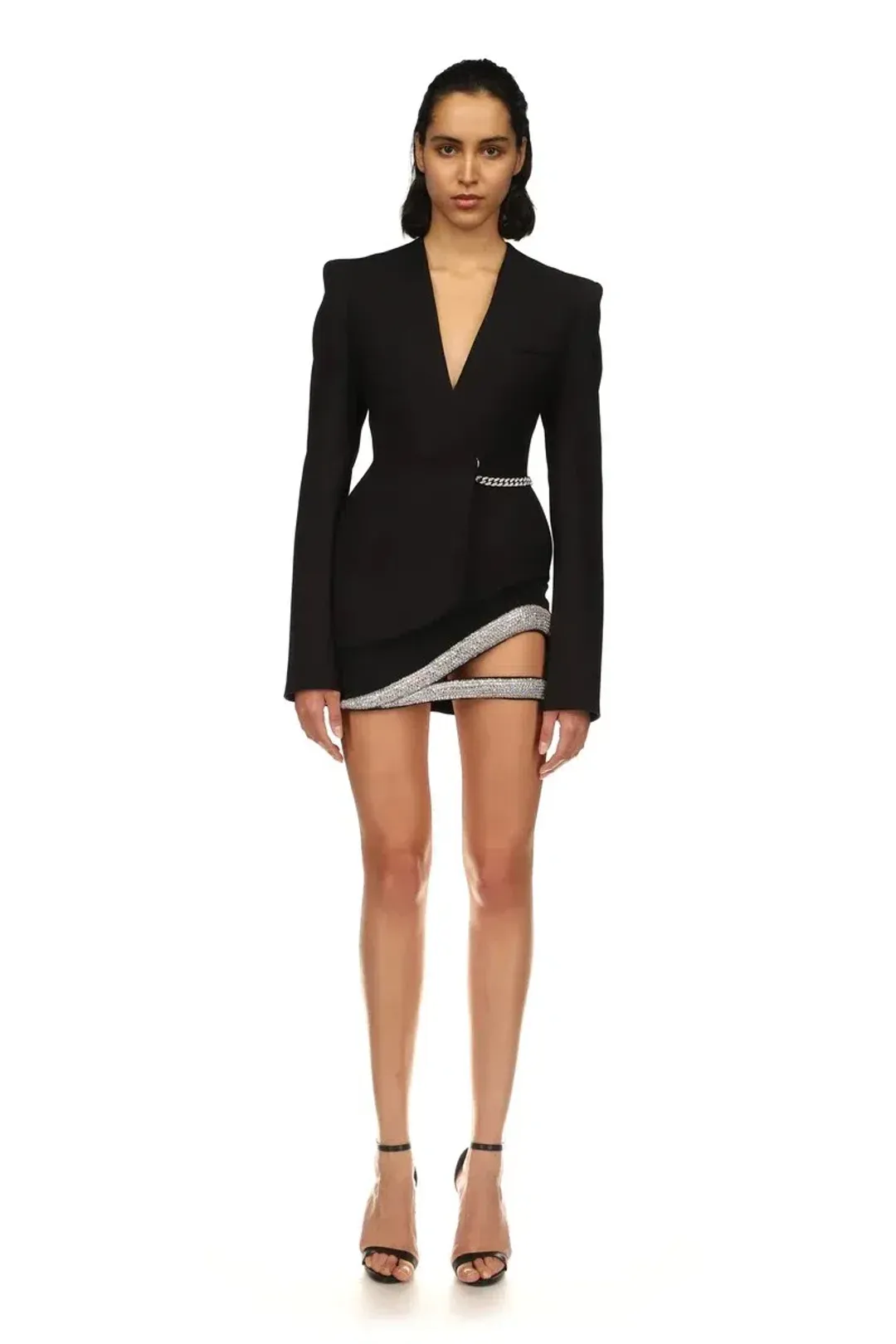 David Koma 3D Crystal Hem Mini Skirt Black Size 8 for rent on The Volte - main image