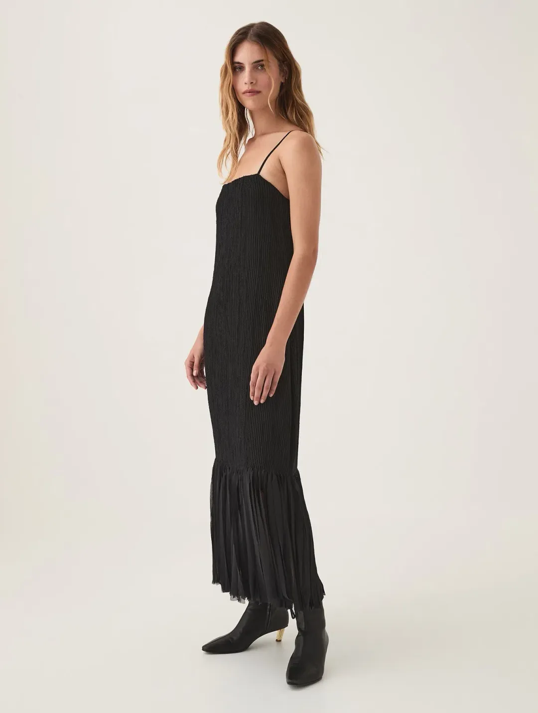Aje Arris Fringed Maxi Dress Black Size 14 for rent on The Volte - main image