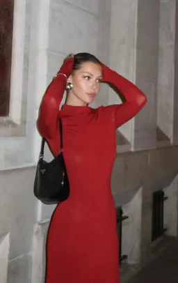 St Agni Jersey Long Sleeve Maxi Dress Rouge Size XS / AU 6 for rent on The Volte - image 4