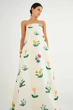 Oroton Poppy Print Gown Cream Floral 10  for rent on The Volte - image 1