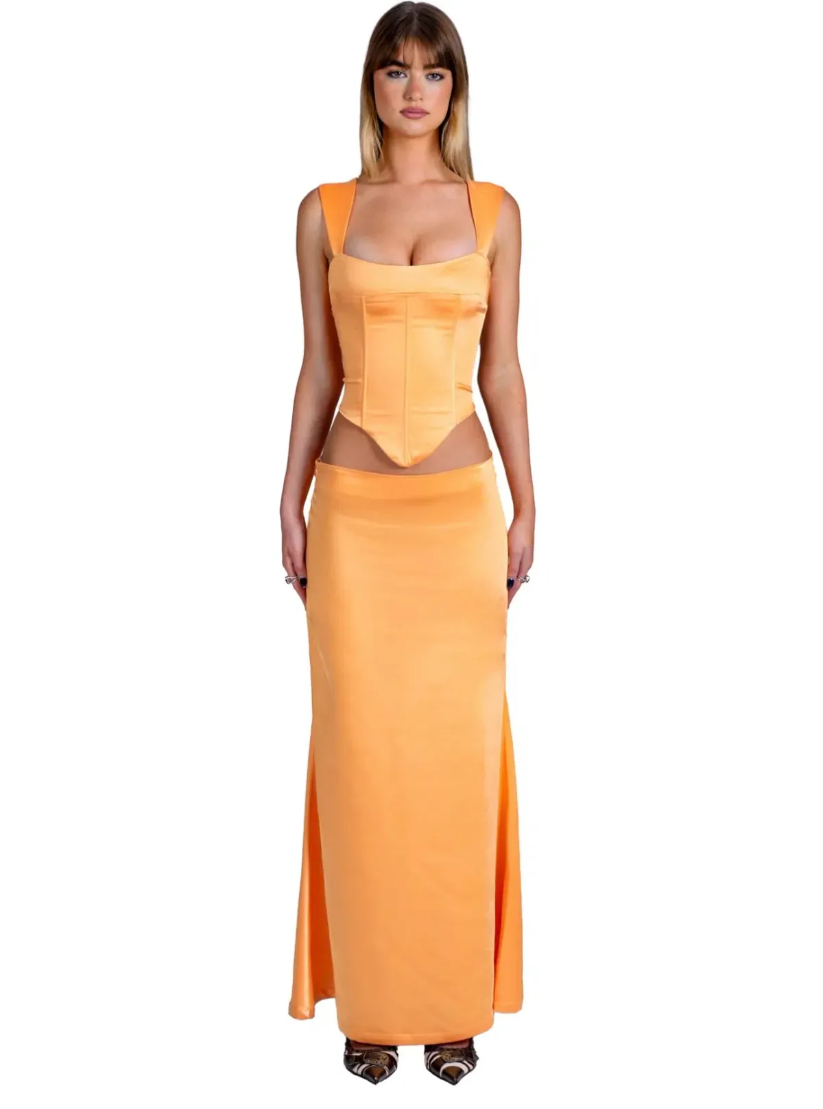 I Am Delilah Valerie Corset and Maxi Skirt Set in Sherbet Size XS / AU 6 for rent on The Volte - main image