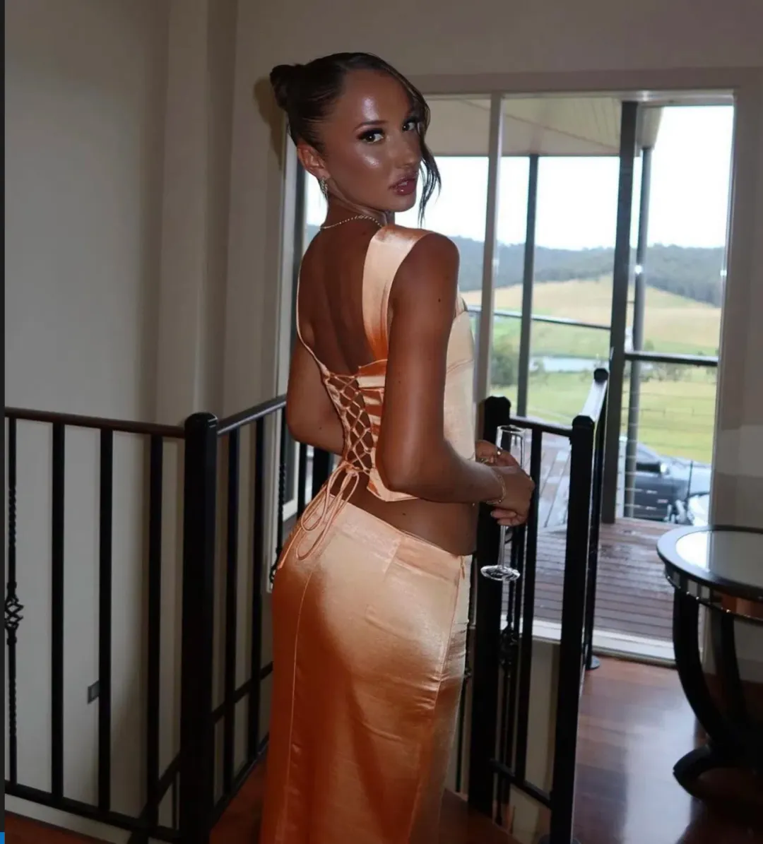 I Am Delilah Valerie Corset and Maxi Skirt Set in Sherbet Size XS / AU 6 for rent on The Volte - main image