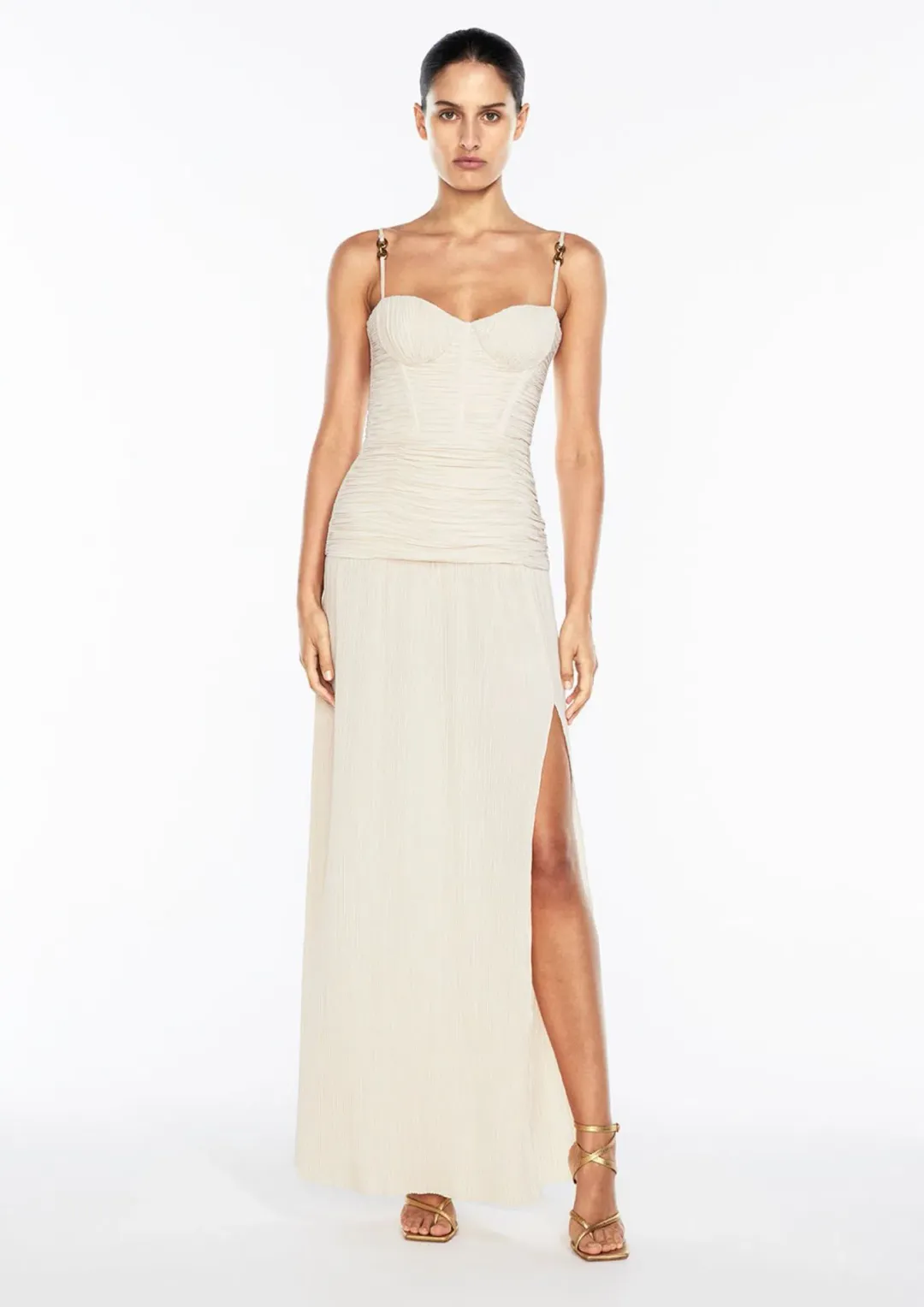 Manning Cartell Double Time Pleat Maxi Dress Nougat Size 6 for rent on The Volte - main image