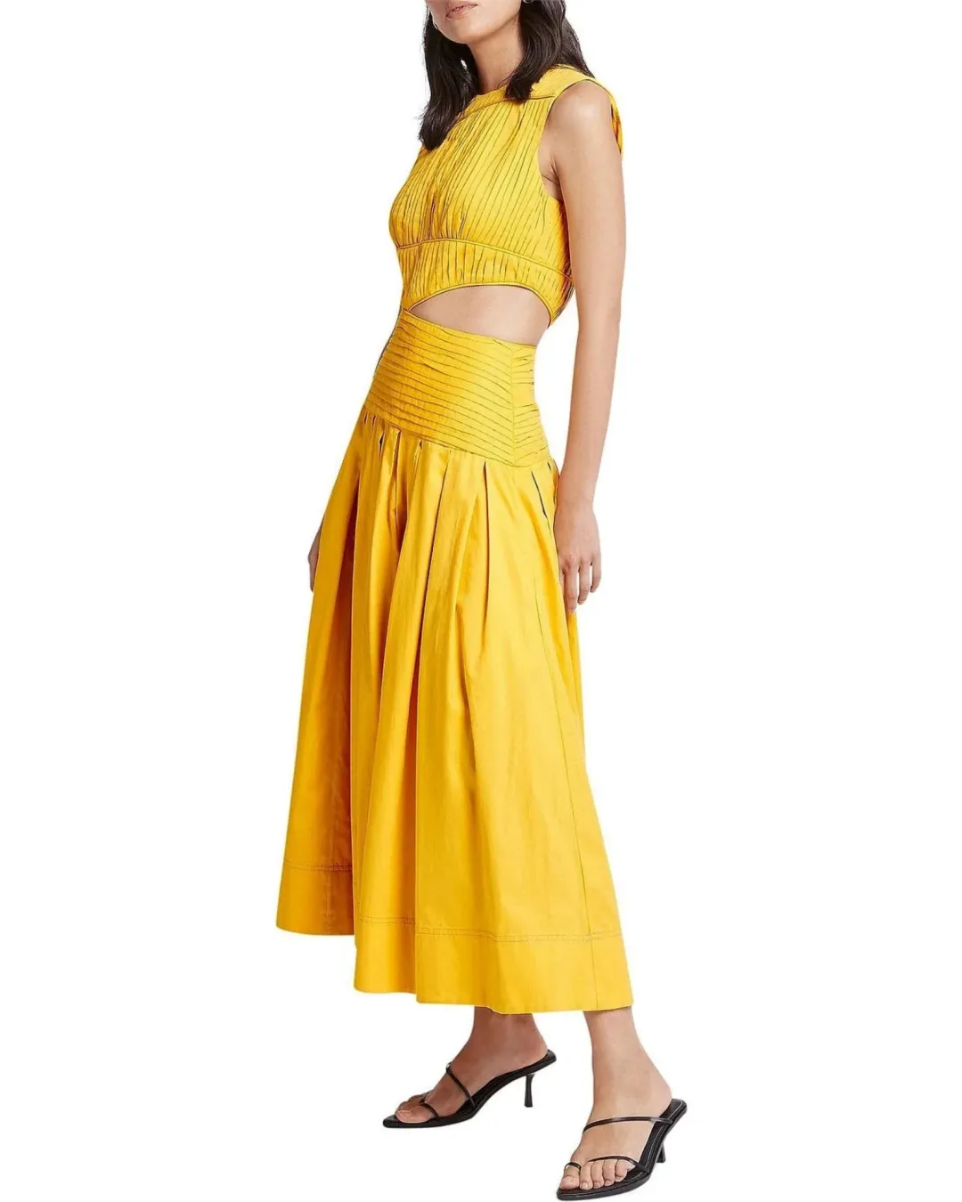 Aje Cascade Cut Out Dress Yellow Size AU 10 for rent on The Volte - main image