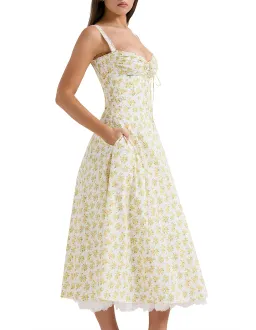House of CB Rosalee Cotton Bustier Sundress White Vintage Floral Print Size S / AU 8 for rent on The Volte - image 2