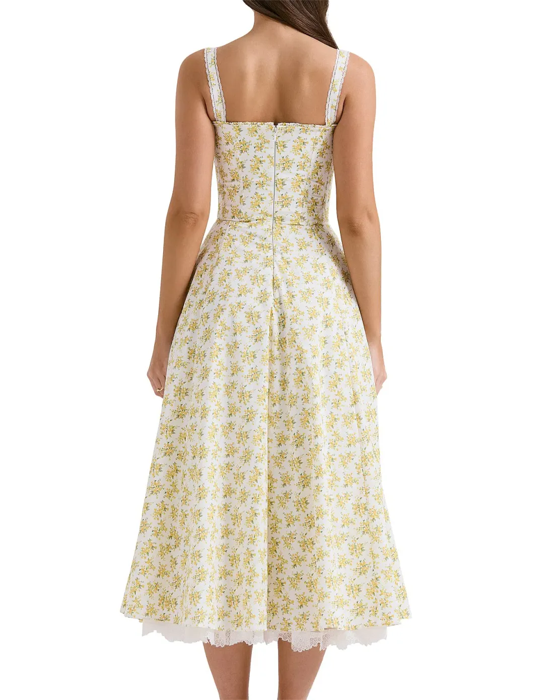 House of CB Rosalee Cotton Bustier Sundress White Vintage Floral Print Size S / AU 8 for rent on The Volte - main image