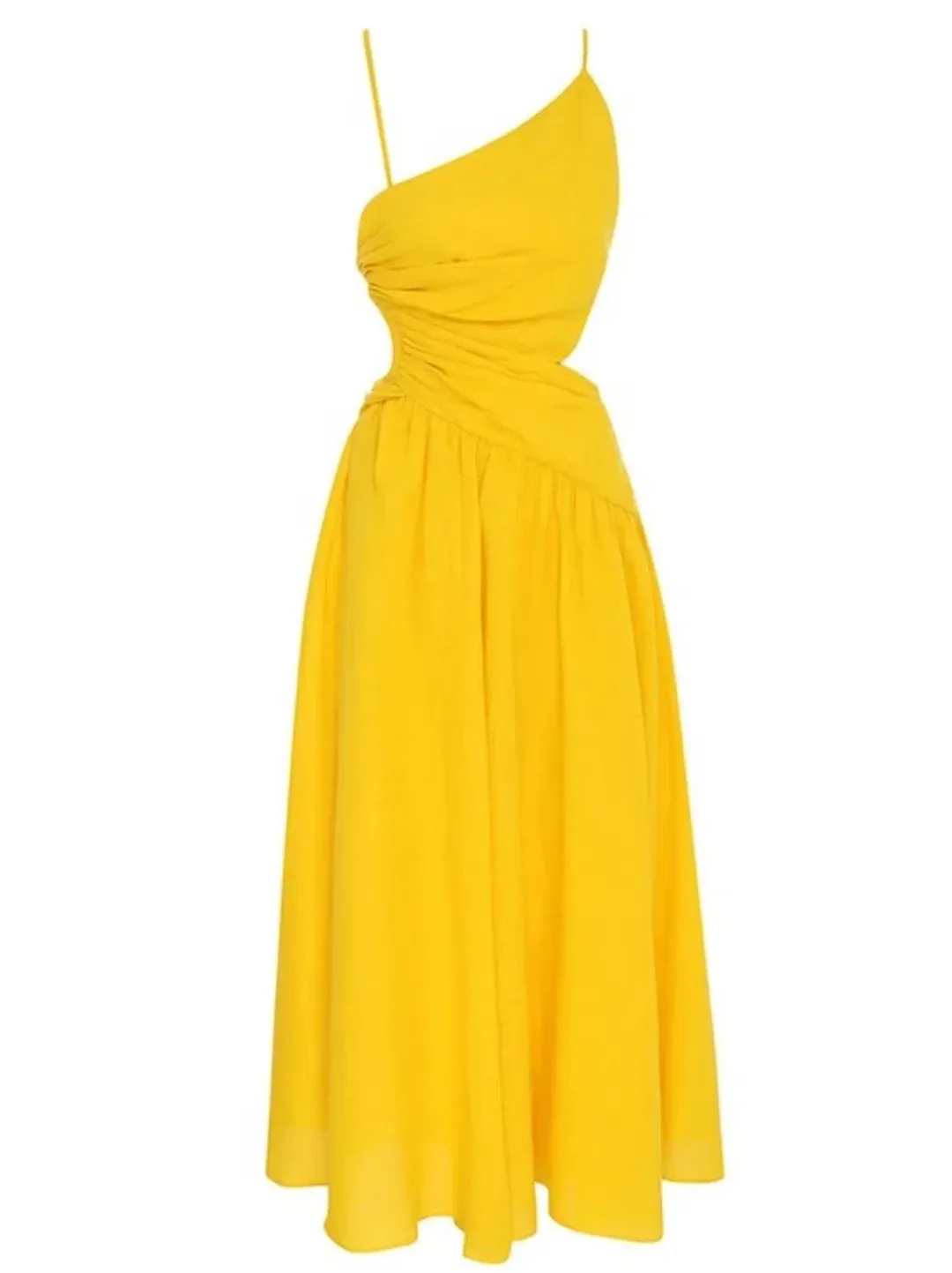 Zimmermann Ginger Asymmetric Midi Dress Marigold Size 1 / AU 10 for rent on The Volte - main image