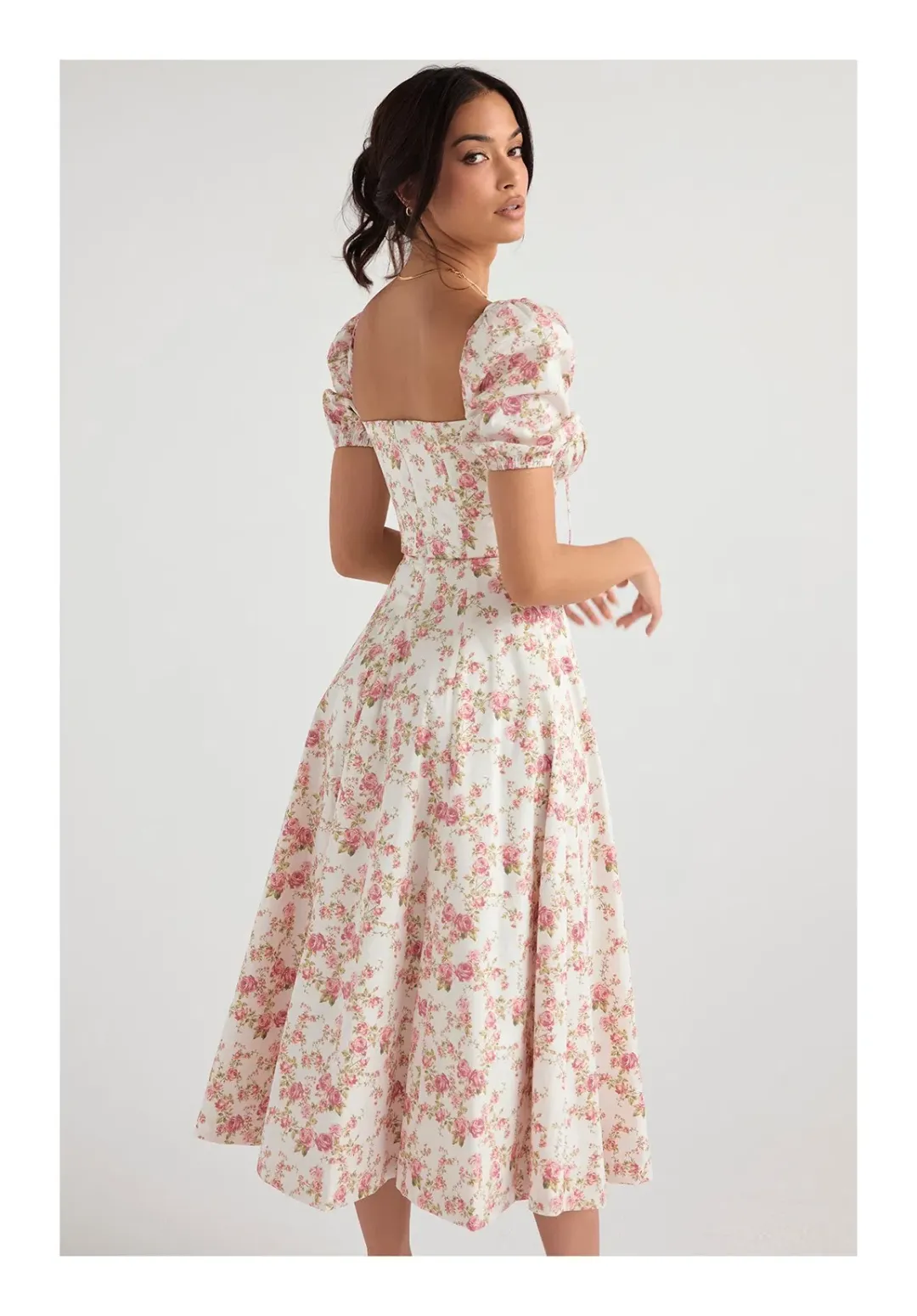 House of CB Tallulah Rose Print Puff Sleeve Midi Sundress Floral Size 12 for rent on The Volte - main image