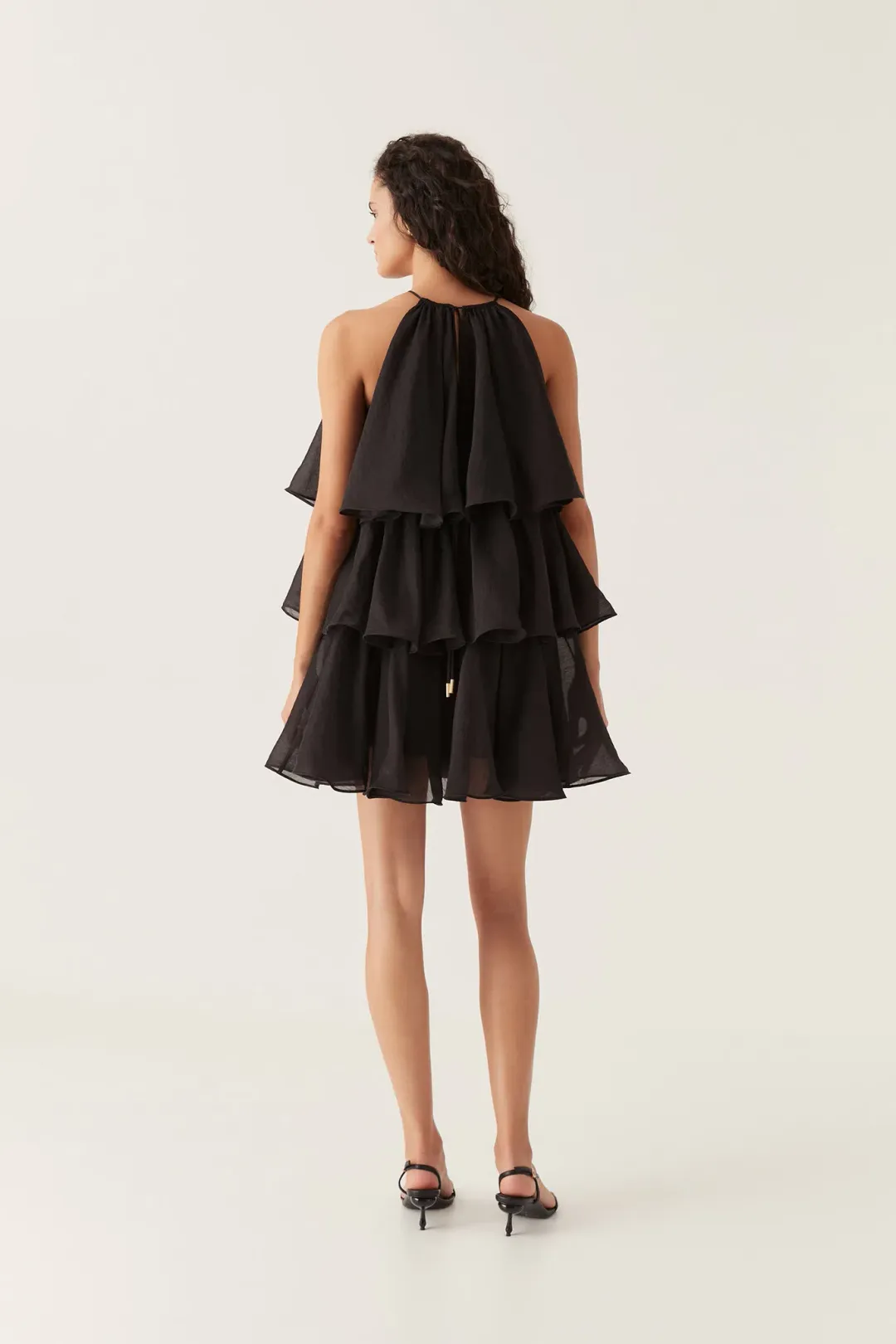 Aje Claudia Tiered Mini Dress Black Size 8	 for rent on The Volte - main image