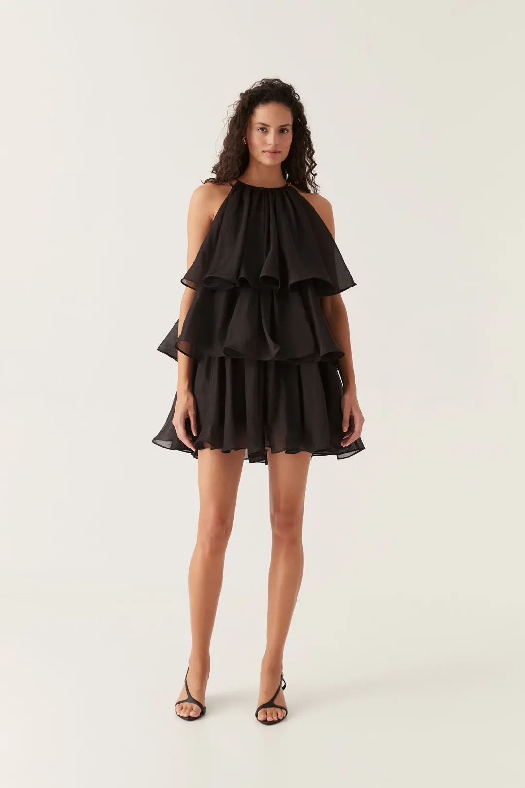 Aje Claudia Tiered Mini Dress Black Size 8	 for rent on The Volte - main image