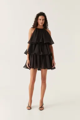 Aje Claudia Tiered Mini Dress Black Size 8	 for rent on The Volte - image 1