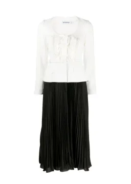 Self-Portrait Pleated Skirt Midi Dress Cream and Black Size 16 for rent on The Volte - image 3