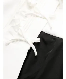 Self-Portrait Pleated Skirt Midi Dress Cream and Black Size 16 for rent on The Volte - image 4